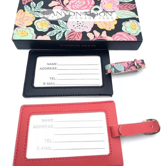 Canyon Moon Wander Luggage Tags. Vegan. Set of 2 In Box Floral Flowers - Picture 4 of 4